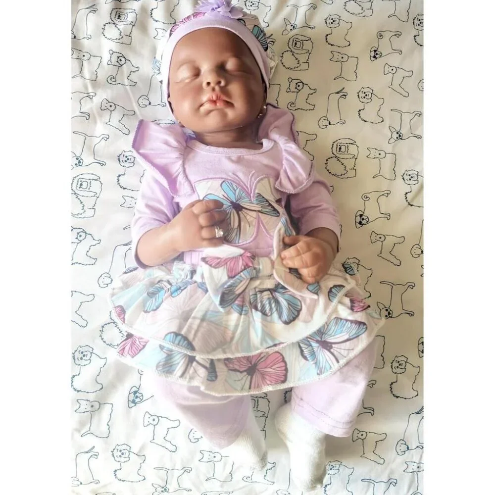 🆕19 inch Full Body Platinum Silicone Bald Baby Dolls Sleeping Zora-tan Boy